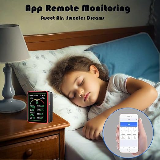 Smart Air Quality Monitor Indoor: WiFi Air Quality Tester, 15-in-1 Air Quality Meter with PM, CO2, TVOC, HCHO, AQI, Temperature and Humidity Sensor, App Remote Control, for Office Home - Image 4