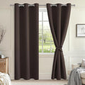 Hiasan Blackout Curtains for Bedroom, 38 x 84 Inches Long - Thermal Insulated & Light Blocking Window Curtains for Living Room, 2 Drape Panels Sewn with Tiebacks, Brown by Hiasan