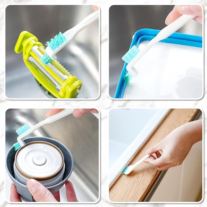 XINRUI 16 Pcs Small Household Cleaning Brushes, Deep Detail Crevice Cleaner Brush Crevice Cleaning Tool 8 in 1 Cleaner Brush for Small Holes Corner Space Keyboard Bottle Tile - Image 7