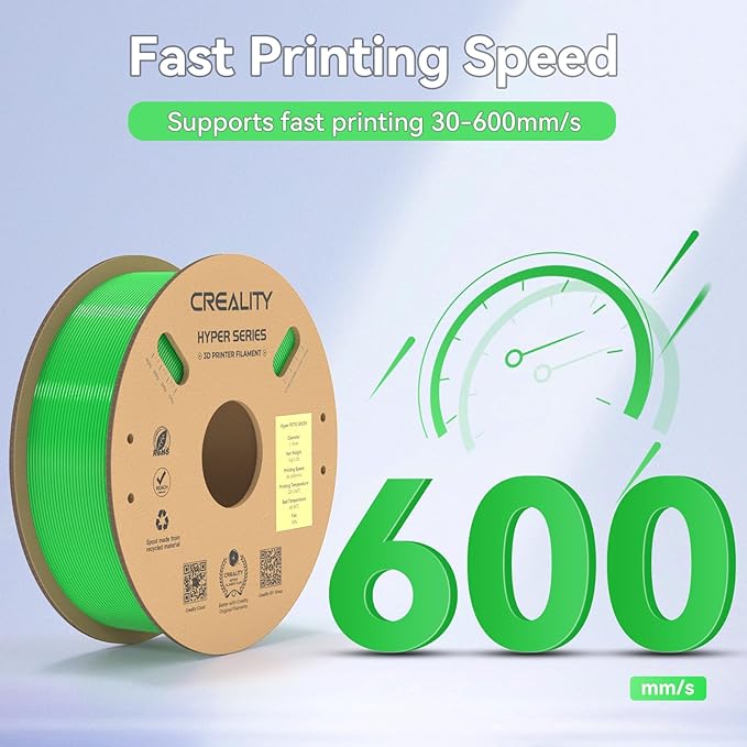 Official Creality Hyper PETG Filament 1.75mm, High Speed 600mm/s 3D Printer Filament PETG, 1kg(2.2lbs)/Spool, Dimensional Accuracy ± 0.05 mm (Green) - Image 3