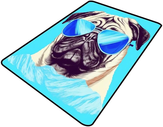 Runner Rug A Puppy in Sunglasses - Pattern Drawing, Anti-Slip Backing Area Rugs, Stain Resistant, Washable Accent Rugs, Non Shedding Floor Carpet for Living Room Bedroom, 72 x 108 Inch by Snarena