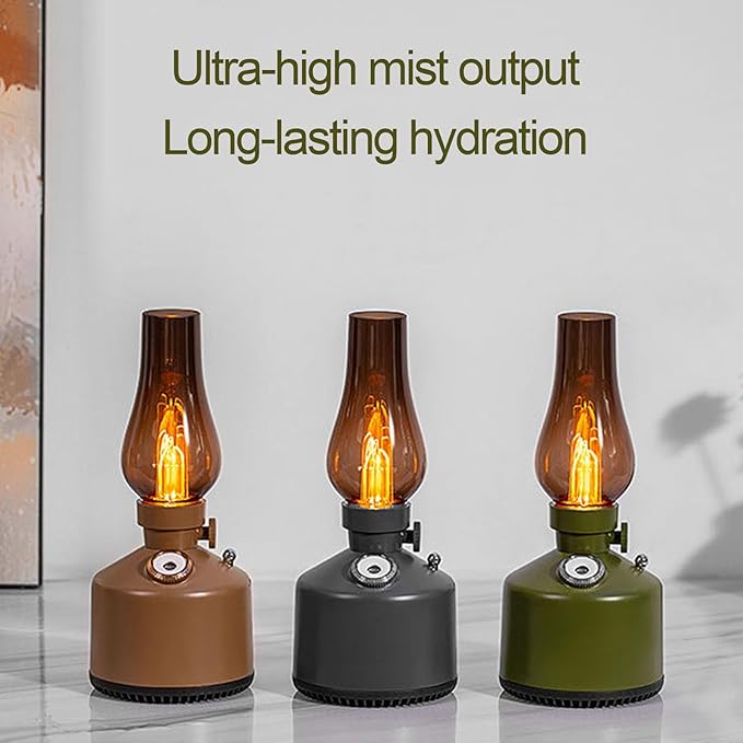 Humidifier Vintage Lantern with Lamp, Kerosene Lamp Shaped Quiet Home Humidifier, Aromatherapy Diffuser, 2 Mist Settings, Stepless Dimming, 260ML (Grey) - Image 7
