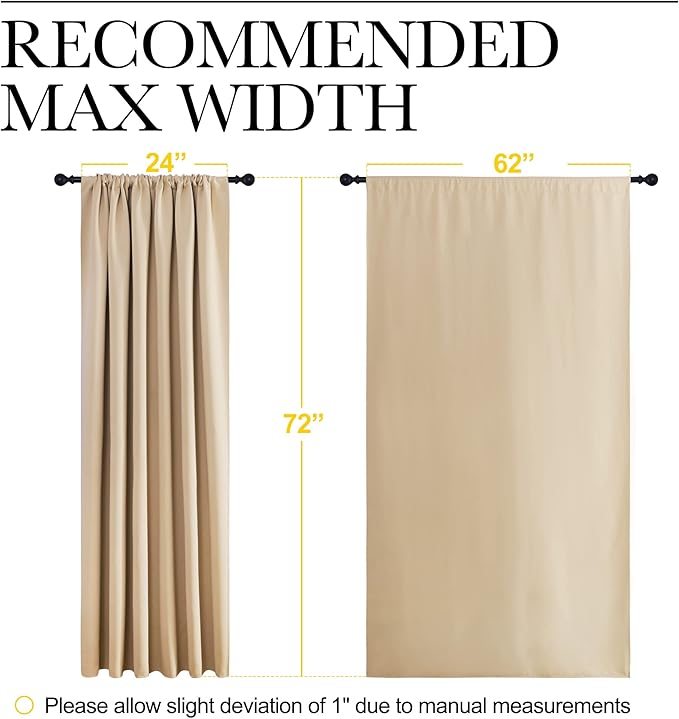 NICETOWN Room Darkening Curtains for Bedroom - Triple Weave Home Decoration Thermal Insulated Solid Drapes for Kitchen (Biscotti Beige, Set of 2 Panels, 62 x 72 Inch) - Image 7