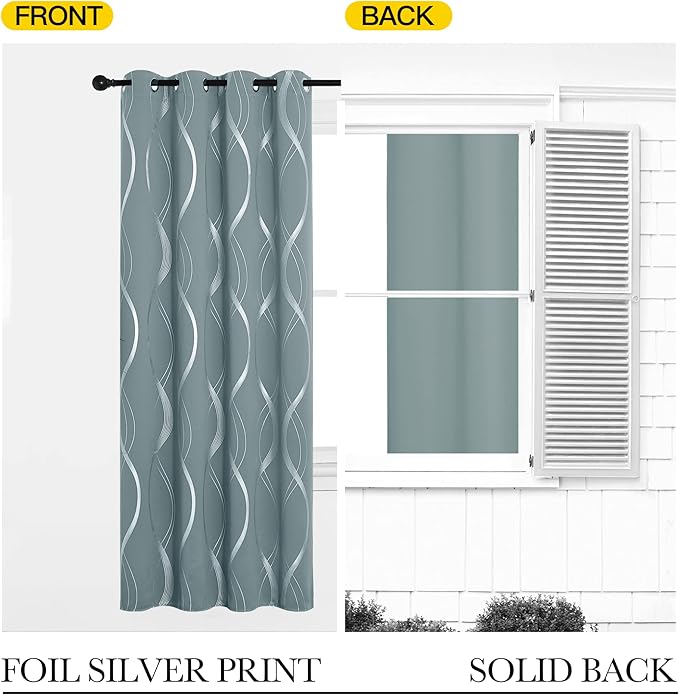 NICETOWN Room Darkening Curtains for Living Room, Stormy Sea, 2 PCs, 52 inch by 84 inch, Easy Care Solid Thermal Insulated Grommet Room Darkening Curtains/Panels/Drapes for Bedroom Decoration - Image 6