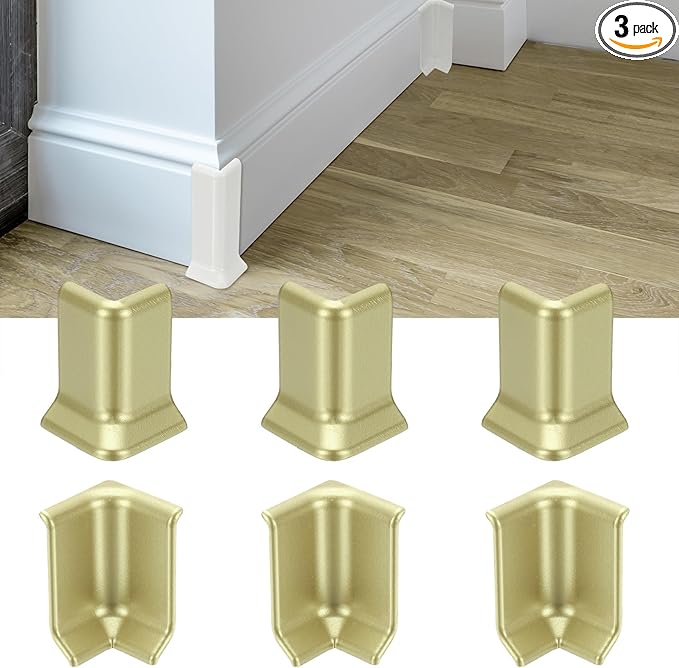 uxcell Self Adhesive Baseboard Corner Blocks, 2.2 Inch Wall Edge Corner Protector 3 Inside + 3 Outside Corners-Connector for Wall Floor Furniture Edge(Champagne) by uxcell