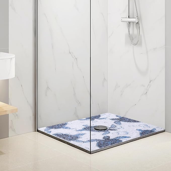 Hombys Non Slip Shower Mat - 24x24 in, Drain Hole, Secure, PVC Loofah, Boho Style - Image 7