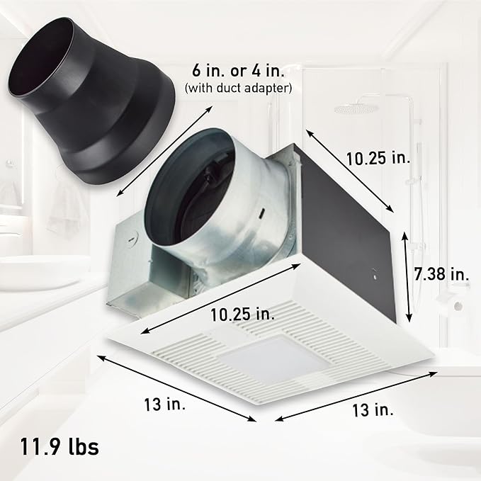 Panasonic WhisperGreen Select Ceiling Mount Exhaust Fan with LED Light, Customizable, 50-80-110 CFM, FV-0511VKL3 - Image 2