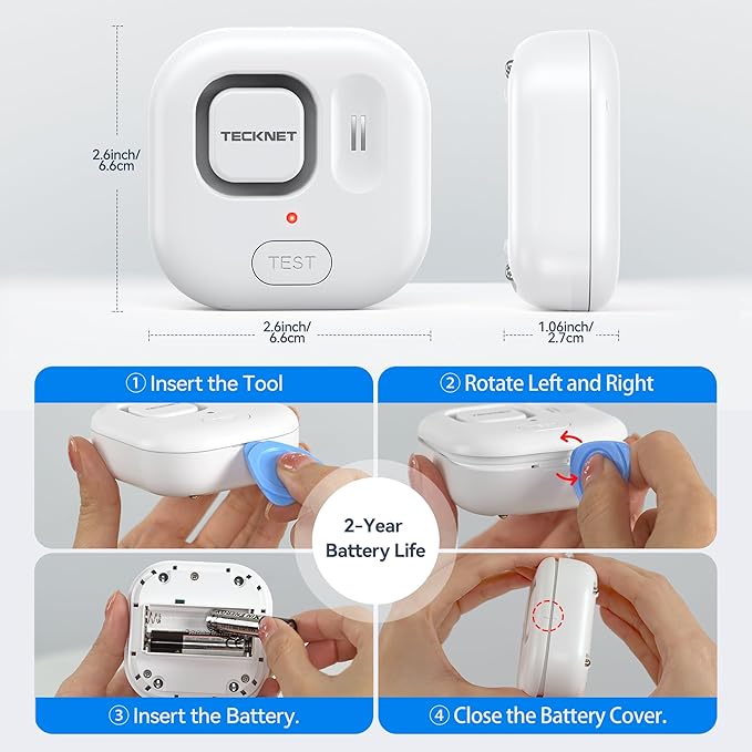 TECKNET WiFi Water Leak Detectors, Leak & Drip Alert with APP Push and Sound Alarm, Smart Water Sensor with 120dB Adjustable Alarm, for Home Kitchen Bathroom Basement (2 Pack, Battery Included) - Image 5
