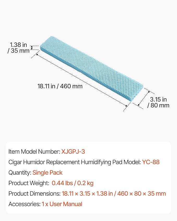 VEVOR Humidifier Replacement Filter, Single Pack Humidifying Pad Compatible with YC-88 Cigar Humidor Water Tank, 3D Multi-Layer Honeycomb Mesh, Cigar Flavor Preservation, Cut-to-Fit for Your Humidor - Image 7
