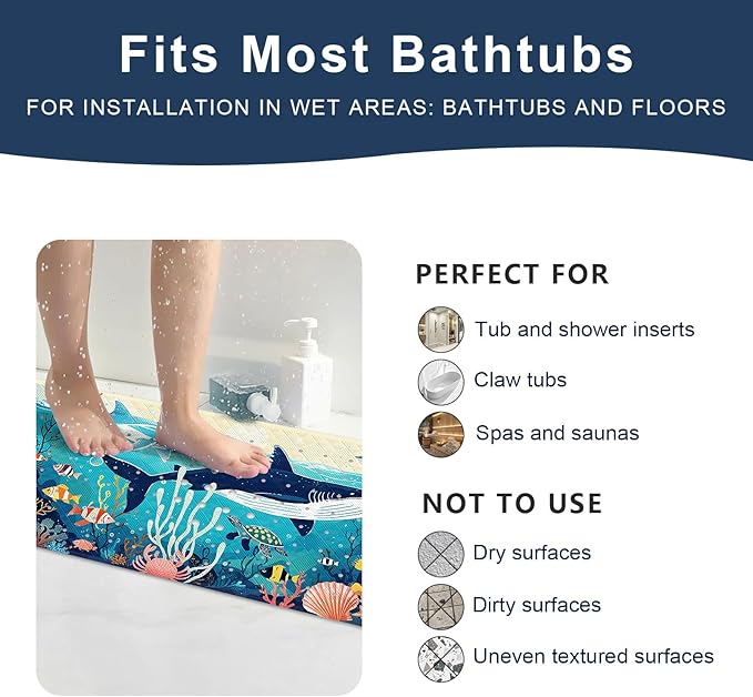 XIYUNTE Baby Bath Mat for Tub Non Slip Kids Bath Mat - 40"x16" Extra Long Bathtub Mat Non Slip Kids, Eco-Friendly Toddler Bath Mats with Suction Cups for Secure Grip, Easy to Clean & Easy Drying - Image 7