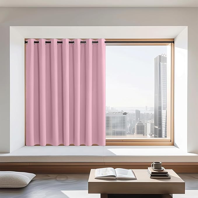 NICETOWN Blackout Curtains 72 inches Long, Grommet Privacy Window Treatment Thermal Insulated Room Darkening Sliding Glass Door Drape for Bedroom Living Room, 1 Panel, W100 x L72, Rouge Pink by NICETOWN