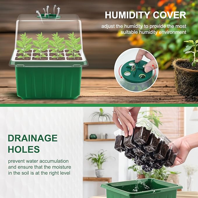 Self-Watering Seed Starter Tray with Timed Grow Light, 6 Packs Plant Starter Tray Seedling Starter Kit with Humidity Domes Base Indoor Mini Greenhouse for Gardening Seeds Growing Starting - Image 4