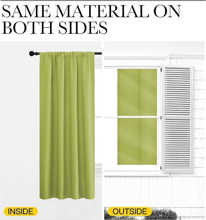 NICETOWN 2 Panels Blackout Curtains, Rod Pocket Window Curtains Room Darkning Drapes for Bedroom/Living Room, Thermal Insulated Solid Draperies for Home Office/Study, 62 by 72-Inch, Fresh Green - Image 5