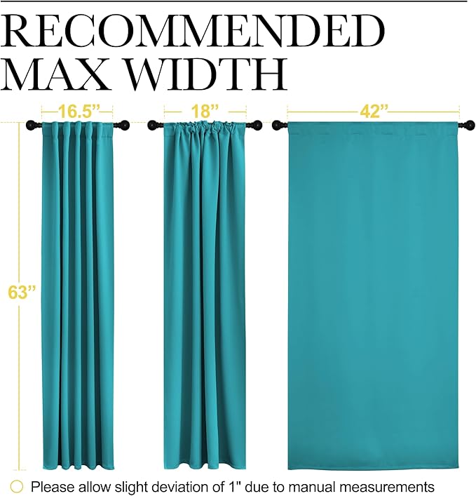 NICETOWN Blackout Curtain Panels for Living Room - (Peacock Blue Color) 42x63 Inch, 2 Panels Set, Thermal Insulated Room Darkening Blackout Drapes/Draperies with Rod Pocket & Back Tab for Window - Image 7