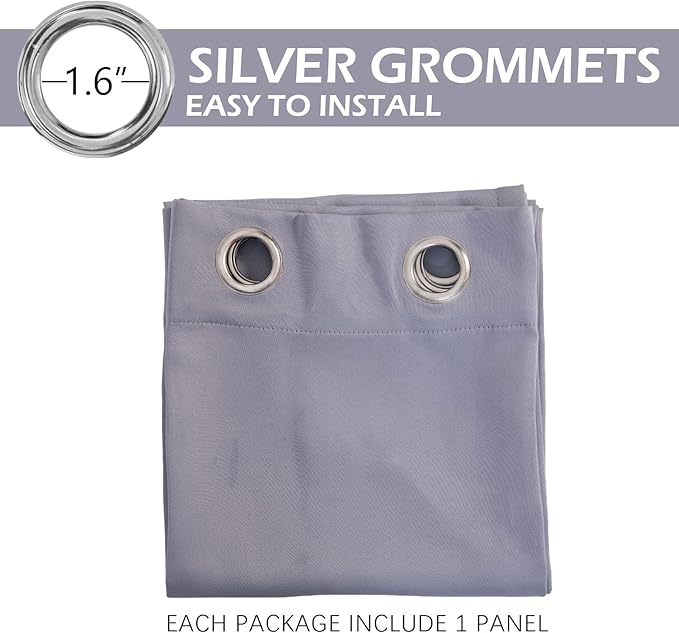 MYSKY HOME Closet Door Curtains Blackout Curtains for Bedroom Doorway 84 Inch Curtains Thermal Insulated Grommet Window Curtain for Living Room Single Panel Curtains, 42 x 84 Inch, Silver Grey - Image 3