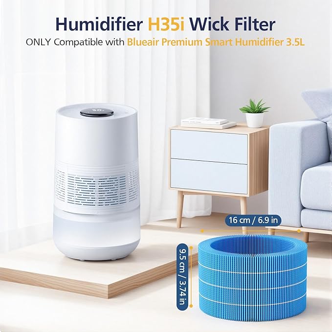2 Pack Humidifier H35i Wick Filter Replacement Compatible with Blueair Premium Smart Humidifier 3.5L for Large Room Soothing Water Vapors Through Particle & Mineral Collect,10 Pack Sponge Filters - Image 8