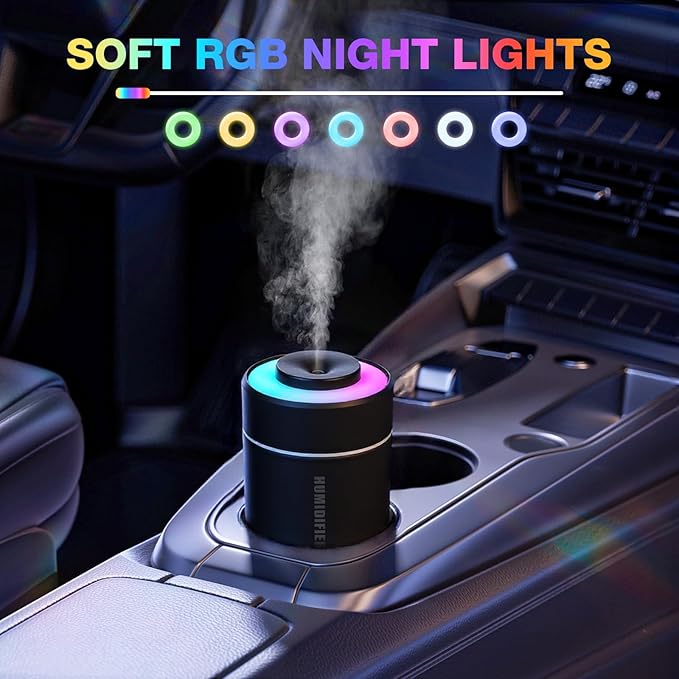 Portable Mini Humidifier, 180ml USB Cool Mist Small Humidifiers for Bedroom, Personal Desktop Humidification for Car Office Travel & Indoor Plants(Black) - Image 2
