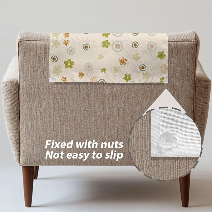 Headrest Cover for Sofa Washable Fabric Headrest Dust Covers for Couch Anti-Oil Furniture Slipcover Non-Slip Office Home Chairs Slipcover Gifts for House Decor, Hippie Floral - Image 5