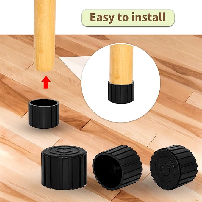Flyshop 1-1/2", 38 mm Patio Chair Leg Caps Furniture Table Covers Floor Protectors No Smell Frosted Synthetic Rubber Round Legs 8 Pack - Image 6