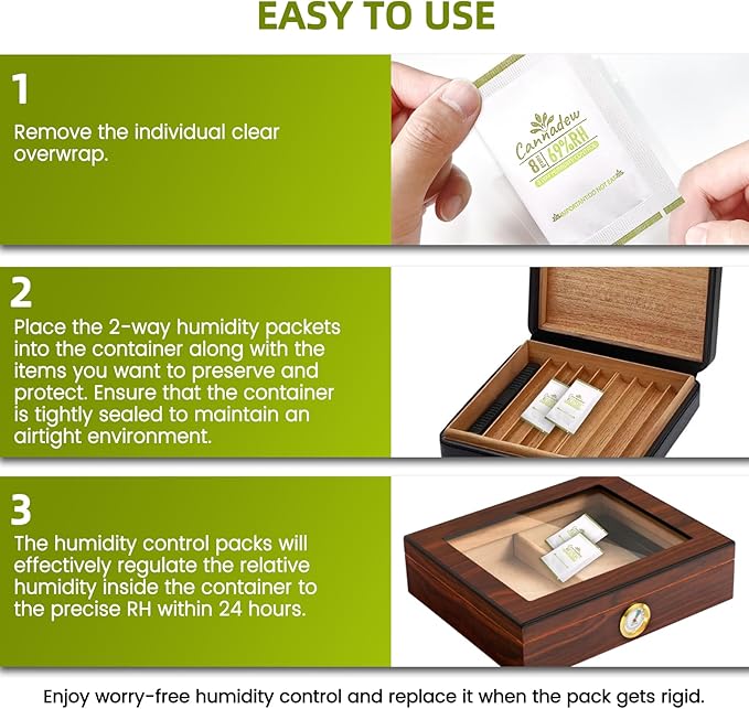 69% RH, 8g (30 Pack) Cannadew Humidity Packs Two-Way Humidity Control Pack – Moisture Absorbers & Hydration Packets for Curing and Storage - Image 7