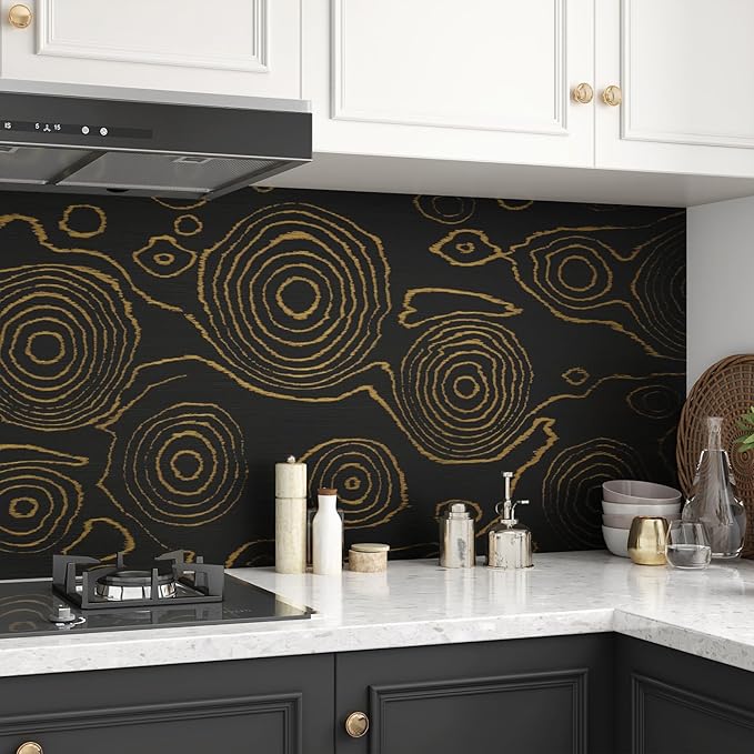 WESTICK 24" x 120" Large Black/Gold Wood Contact Paper for Tables Vintage Wood Peel and Stick Wallpaper Self Adhesive Waterproof Wooden Grain Contact Paper for Countertops Office Desk Kitchen Cabinets - Image 4