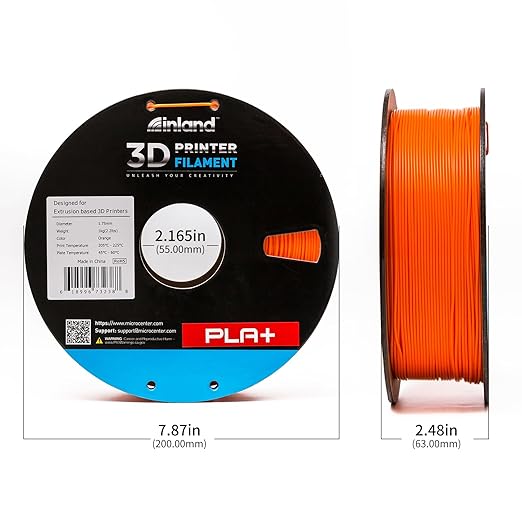 INLAND Micro Center PLA+ 3D Printing Filament 1.75mm - PLA Pro Dimensional Accuracy +/- 0.03 mm - 1kg Cardboard Spool (2.2 lbs) (1 Pack Orange, 1.75mm) - Image 4