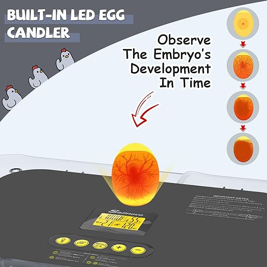 Sailnovo Incubators for Hatching Eggs 70 Egg Incubator with Automatic Egg Turning and Auto Humidification, Temperature Control, Incubator for Chicken Duck Quail Eggs, Perfect for Lab School Farm Use - Image 6