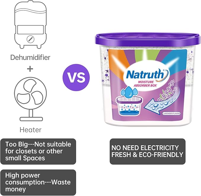 NATRUTH Moisture Absorbers With Lavender Scent,12.5OZ*6-Pack Portable Closet Dehumidifier, Odor Eliminator Absorber Bucket,Humidity Absorber,Cleaner Air Dehumidifier for Closet,Bathrooms, Kitchen - Image 3