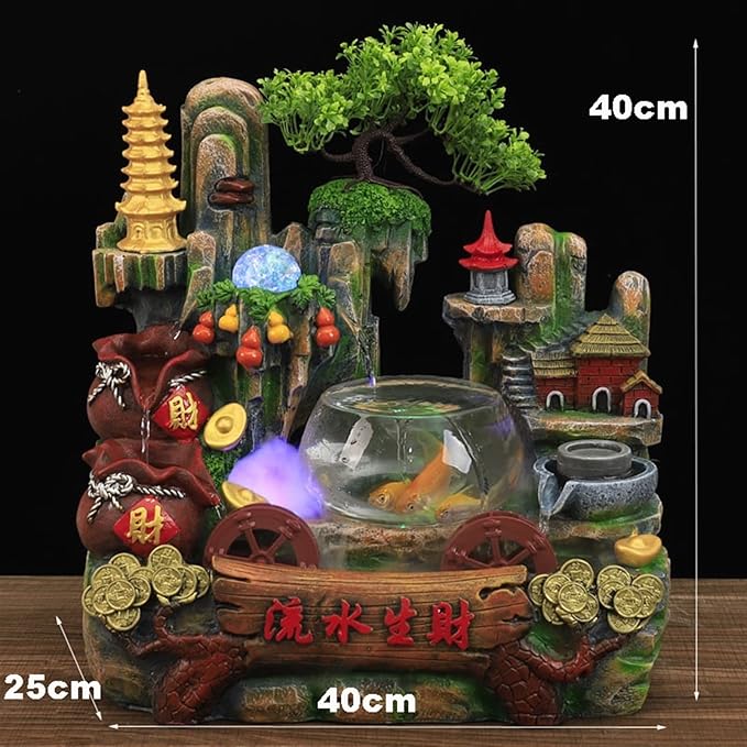 Tabletop Fountains Desktop Fountain Indoor Fountain Bonsai Water Feature Home and Office Lucky Fengshui Fish Tank Rockery Fountain Indoor Air Humidifier Garden Decoration Tabletop Fountain Indoor - Image 2