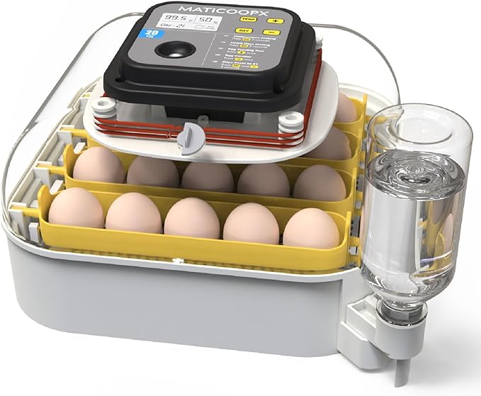 MATICOOPX 20 Egg Incubator with Humidity Display, Egg Candler, Automatic Egg Turner, for Hatching Chickens by MATICOOPX