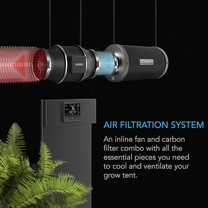 AC Infinity Air Filtration PRO Kit 8”, Inline Fan, Temperature Humidity VPD Controller with WiFi App Control, Carbon Filter, Ducting, Ventilation System for Grow Tents, Hydroponics, Indoor Gardening - Image 2