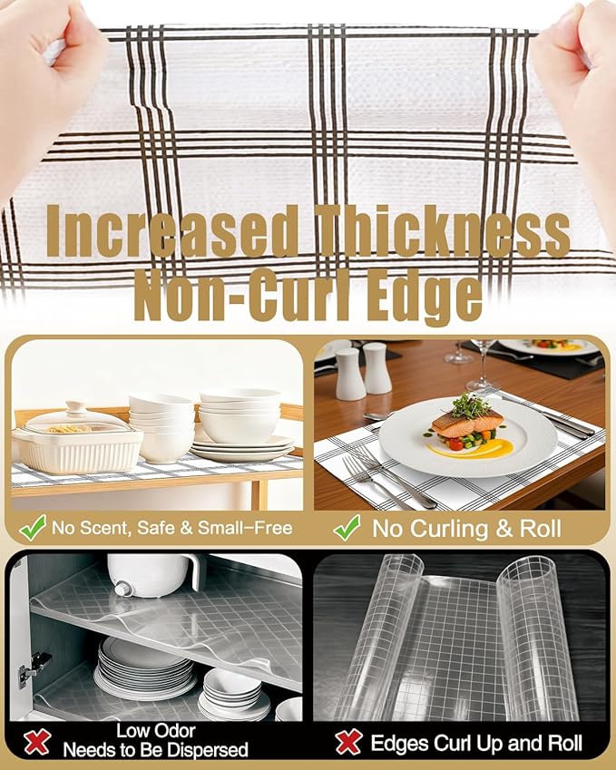 Shelf Liners for Kitchen Cabinets Non-Adhesive, Non-Slip Thickened Shelf Paper Waterproof Washable for Drawer Dresser Pantry Shelve Bathroom Protector Liner - Image 4