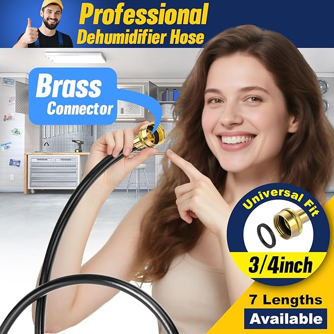 8FT Dehumidifier Drain Hose with 3/4 Inch FHT Connector, Featuring Rust-Resistant Brass Fittings for Leak-Proof Connection, Perfectly Compatible with Most Dehumidifier Brands（7 Length Options） - Image 2
