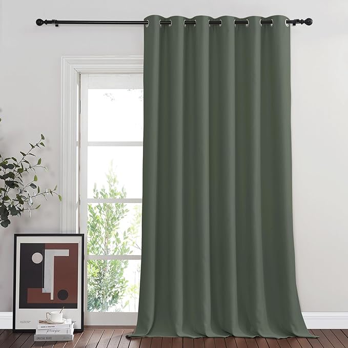 NICETOWN Blackout Curtain for Sliding Glass Door, Grommet Room Divider Curtain Wide Window Treatment Sound Reducing for Bedroom/Kids Room, Dark Mallard, 1 Panel, W80 x L95 by NICETOWN