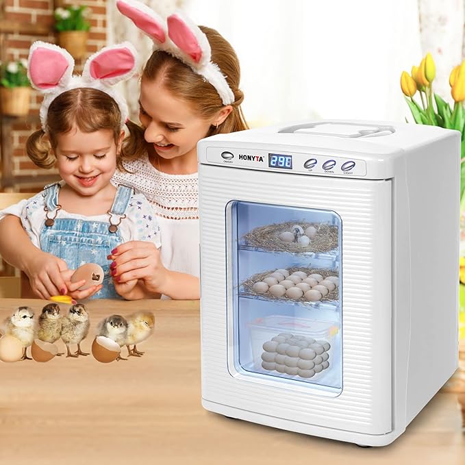 RYFT Incubators for Hatching Eggs, 25L Portable Reptile Scientific Lab Incubator with 5°C-60°C, 12V/110V Heating and Cooling for Small Reptiles (White) - Image 7