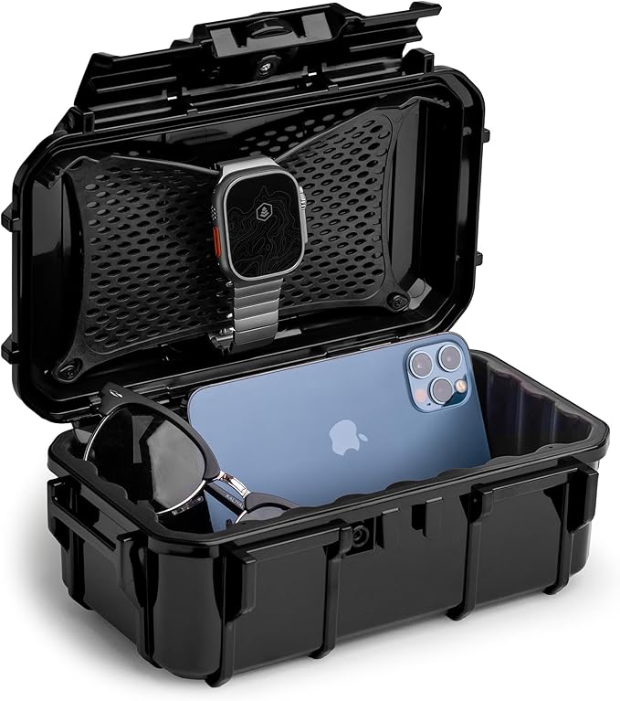Evergreen 57 Waterproof Dry Box Protective Case - Travel Safe/Mil Spec/USA Made - for Cameras, Phones, Ammo Can, Camping, Hiking, Boating, Water Sports, Knives, & Survival (Black) by EvergreenCases