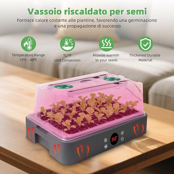 40-Cell Self-Watering Seed Starter Tray with Grow Light, 1-24H Timer, Humidity Dome, Soil pH Meter, Gloves, Seedling Tools, Indoor Kit for Plant Germination, Herbs, Vegetables, Flowers - Image 2