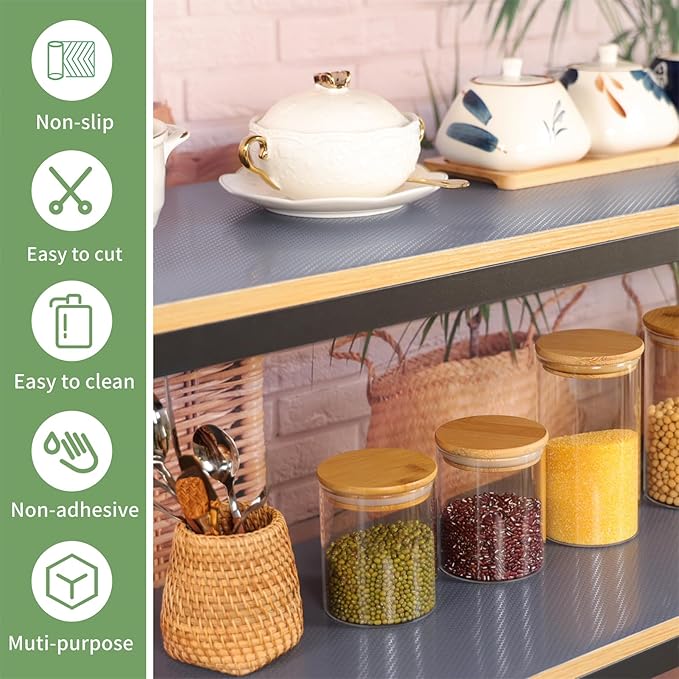 Shelf Liners 18 inch x 20 ft Kitchen Cabinets Liner Non-Stick Drawer Mats EVA Protector Shelving Cupboard Lining (Gray, 18 inch x 20 ft) - Image 5