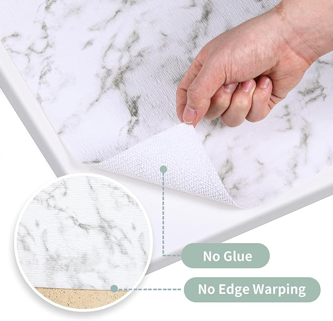 Drawer and Shelf Liner for Kitchen Cabinet Non Slip Waterproof Shelf Paper Non Adhesive Refrigerator Liners White Marble Easy Liners for Bathroom Cupboard (White Marble, 12 in X 10 Ft) - Image 9