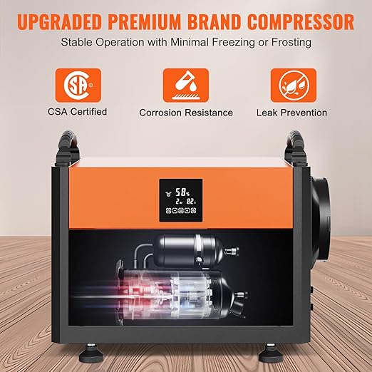 VEVOR 190 Pints Commercial Dehumidifier with Drain Hose for Crawl Spaces, Basements Warehouse & Job Sites, Large Capacity Dehumidifier for Water Damage Restoration, Auto Defrost, CSA Listed - Image 3