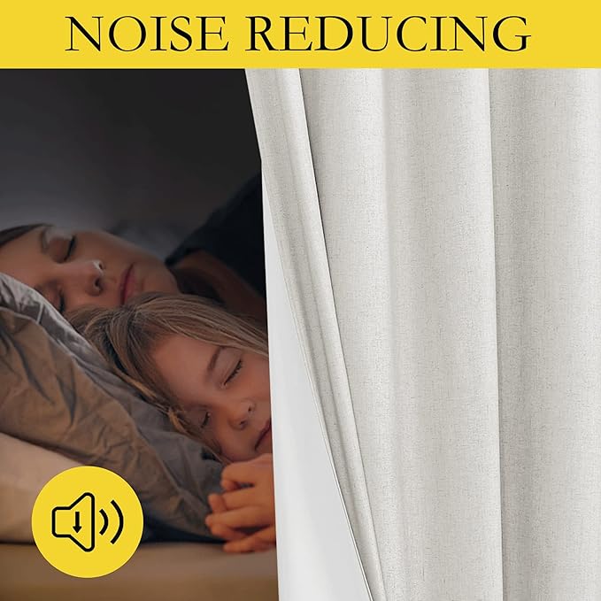NICETOWN 100% Blackout Linen Texture Curtains 70 inches Long, Ivory, 2 Pcs, Thermal Insulated Full Blackout 2-Layer Lined Drapes, Energy Efficiency Window Draperies for Boy's Room - Image 4