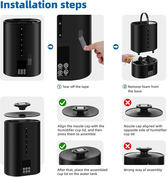 6L Humidifiers for Bedroom Large Room Home,Cool and Warm Humidifier for Baby and Plants Hot Mist Top Fill Desk Humidifiers Oil Diffuser,Quiet,Adjustable Mist,360°Nozzle-Black(2026 Upgraded) - Image 2