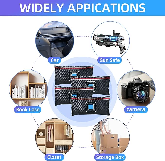 10 Pcs Rechargeable Desiccant Packs for Storage Silica Gel Packets Dry Moisture Absorbers Bags Reusable Desiccant Car Dehumidifiers Bags for Gun Safe Closet Basement Car Tool Box (100g) - Image 7