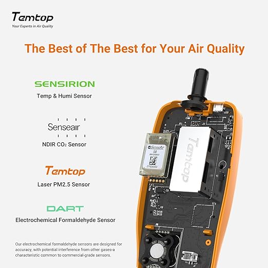 Temtop Air Quality Monitor CO2 Detector Professional Carbon Dioxide PM2.5 PM10 Formaldehyde Temperature and Humidity Monitor w/Audio Alarm Data Export (M2000 2nd) - Image 4