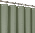 2-in-1 Waterproof Fabric Shower Curtain - No Separate Liner Needed, Hotel-Style Waffle Weave, Effortless Cleaning & Washable Bathroom Shower Curtain Set,72Wx72H,SageGreen by THAIGEE
