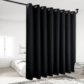 NICETOWN Light Reducing Grommet Curtain - (W120 x L84, Black, 1 Piece) Tripe Woven Textured Soft Curtain Panel for Living Room, Large Window Drape by NICETOWN