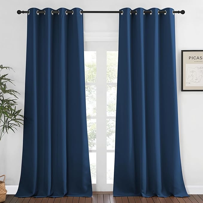 NICETOWN Bedroom Curtain Room Darkening Drapery 102 inches Length - Home Fashion Thermal Insulated Grommet Room Darkening Curtain for Living Room (Moroccan Blue, 1 Panel, 52 x 102 inches) by NICETOWN