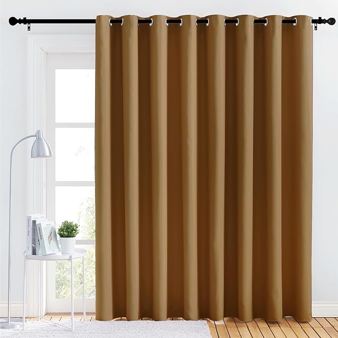 NICETOWN Lower Noise Room Divider Curtain Screen Partitions, Gold Brown, 1 Panel, 84" Tall x 120" Wide, Blackout Sound Reducing Divider Room Drape for Doorway/Glass Window/Sliding Door/Patio by NICETOWN