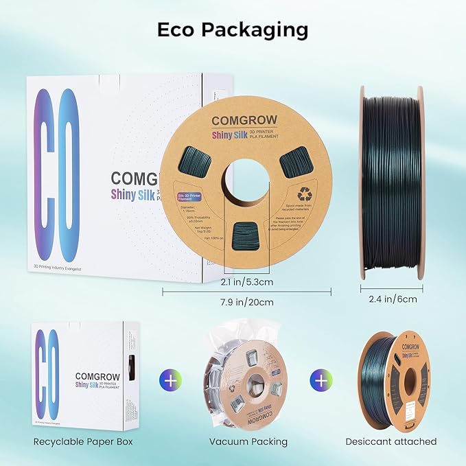 Comgrow 3D Printer Filament, Silk PLA Filament 1.75mm Burnt Titanium 1KG (2.2LBS), Dimensional Accuracy +/- 0.02 mm, Color Changeable 3D Printing Filament Changing Colors with Light - Image 4