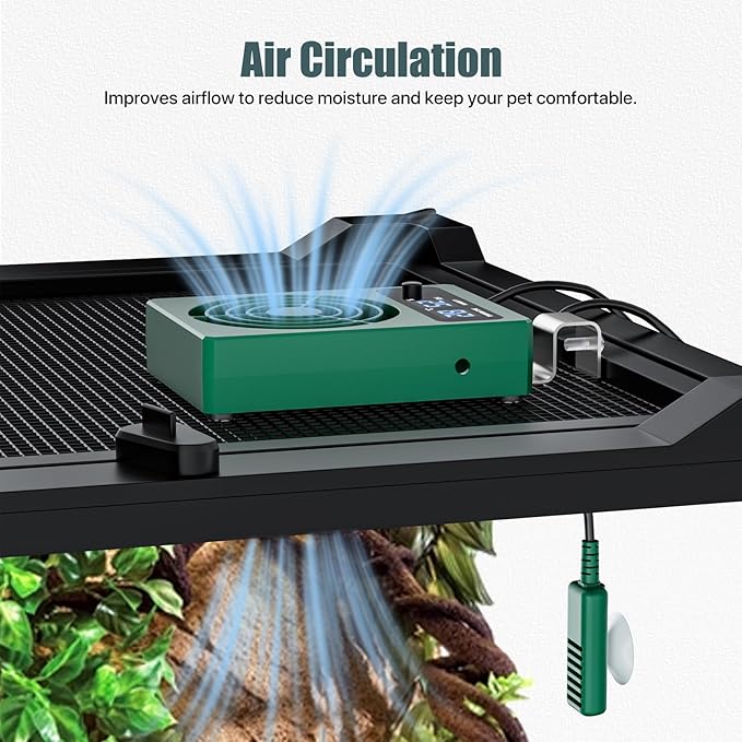 Reptile Temperature Control Fan for Terrariums, Quiet Cooling System for Enclosures and Tanks, Green - Image 4